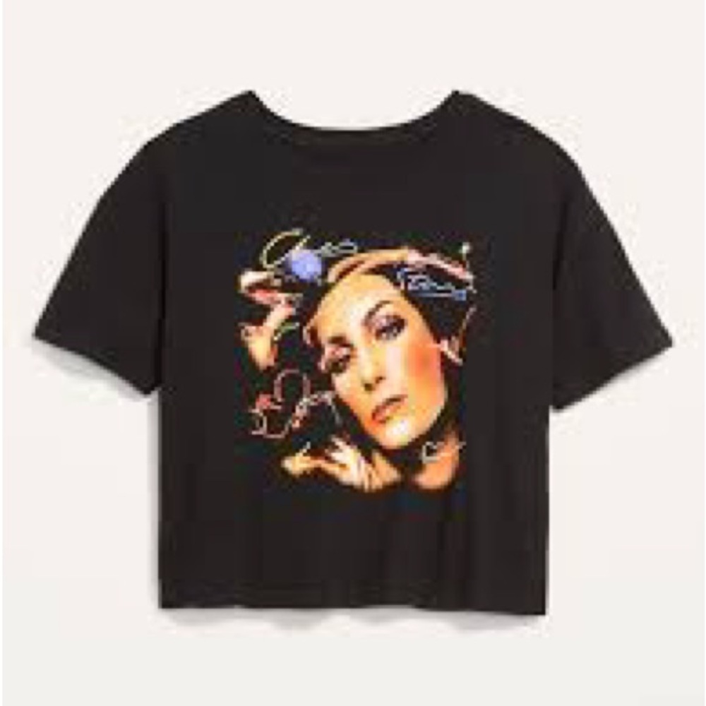 Cher Graphic Cropped T-Shirt Size Large